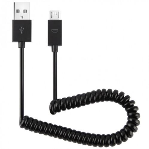 Câble spiralé pour chargeur de synchronisation de données micro USB, longueur : 27,5 cm (peut être étendu jusqu'à 100 cm) (noir) SH0067180-05